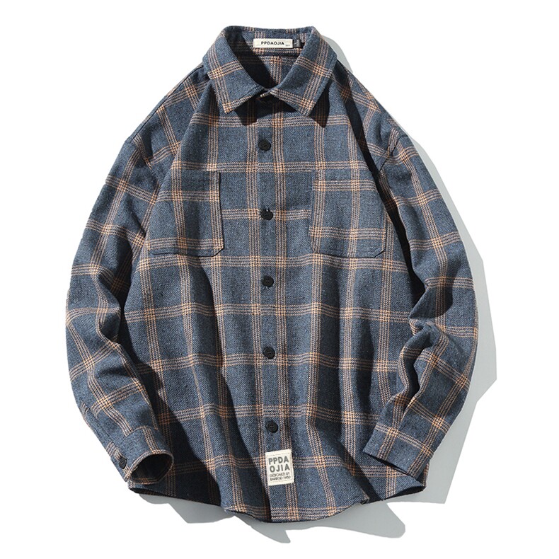 2019冬季新日系黑墙加绒加厚格子衬衫潮男大码保暖C5081-P60,男装衬衫,电商A001