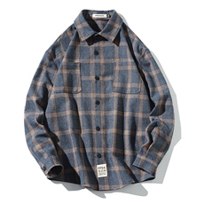 2019冬季新日系黑墙加绒加厚格子衬衫潮男大码保暖C5081-P60，男装衬衫，电商A001