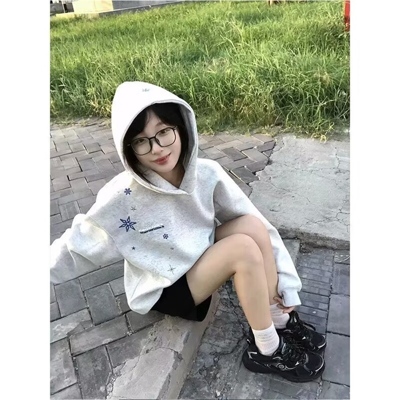 日系时尚流行连帽卫衣套头女原宿气质潮流慵懒简约文艺新款WY3293,男装卫衣,星座516A