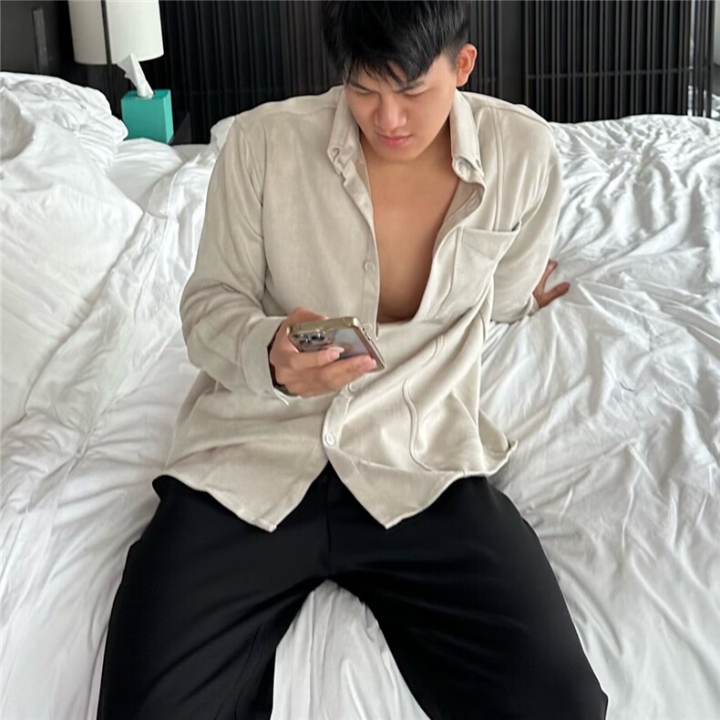 潮牌痞帅外套男士秋冬麂皮绒纯色内搭衬衫高街上衣服长袖衬衣,男装衬衫,星座506A
