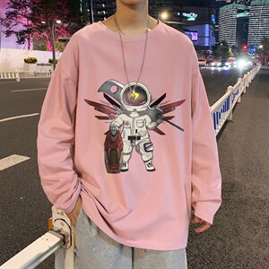CX19-P25大码长袖t恤男春季新款打底衫男港风圆领卫衣男图片