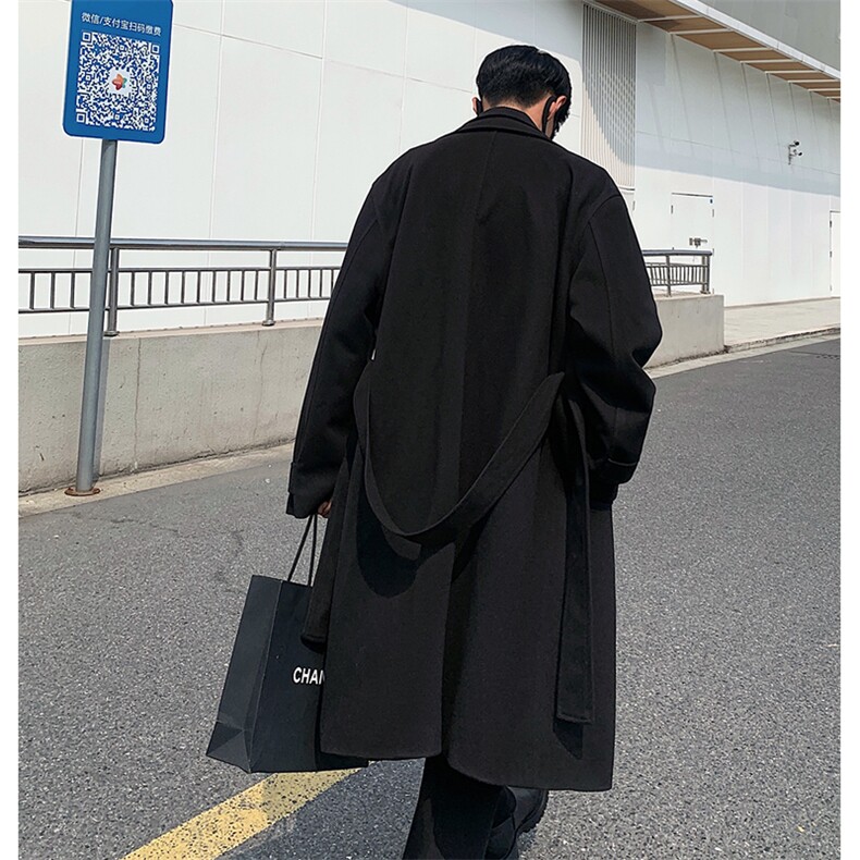 假两件中长款毛呢大衣男秋冬双排扣呢子风衣过膝外套-FY913特P95,男装风衣,电商B289