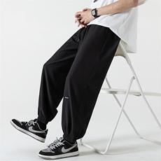 2023夏款日系大码冰丝薄款垂感男透气束脚休闲九分裤K23697-P35，男装休闲裤，电商A082