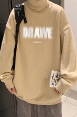 海报风冬季新款港风宽松高领男女针织毛衣M6914P65控78加绒75，男装针织衫/毛衣，电商A268A