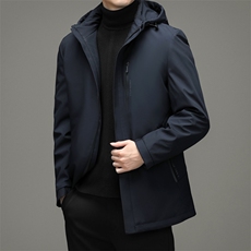 秋季2023新款羽绒服男连帽中年商务休闲男士保暖外套爸爸装上衣，男装羽绒服，电商B212（原钱塘6029）
