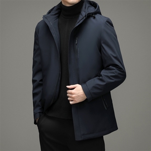秋季2023新款羽绒服男连帽中年商务休闲男士保暖外套爸爸装上衣