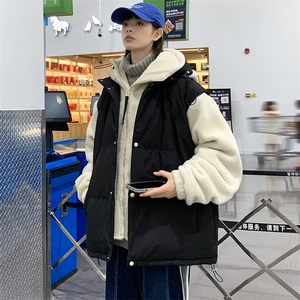 2023冬款学生羊羔绒棉服潮假两件棉衣外套男女 8338-P130控价178图片