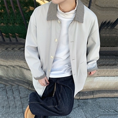 潮流宽松老钱风千鸟格撞色风衣A161-MT-2600-P92，男装风衣，电商A161