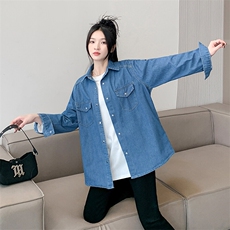 复古牛仔衬衫外套女秋小众设计感上衣休闲宽松叠穿衬衣NZ041-70，男装衬衫，星座911-3