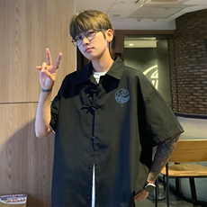 ！2025夏季新款男士新中式短袖衬衫免烫风衬衣CS102特P33，男装衬衫，电商B220