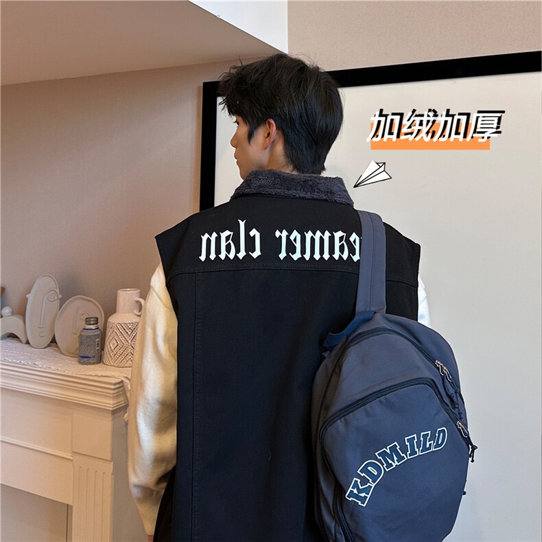 MJ252J-p68-限价98 M-5XL加绒羊羔绒宽松大码牛仔马甲工装ins图片