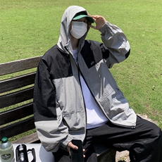 拼接防晒衣服连帽夹克男夏季潮牌宽松户外运动薄款外套F0595-P43，男装夹克，星座308B-2