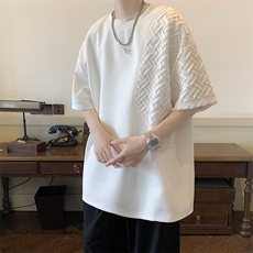 新款短袖T恤男城市风貌潮纯色五分袖圆领宽松型T878，男装T恤，星座1116A-1（原606A）