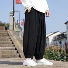 春季新款现货真亚麻日系原宿风新中式长裤ZK62-P70控98，男装休闲裤，电商A021