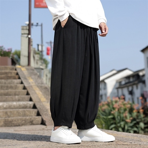春季新款现货真亚麻日系原宿风新中式长裤ZK62-P70控98图片