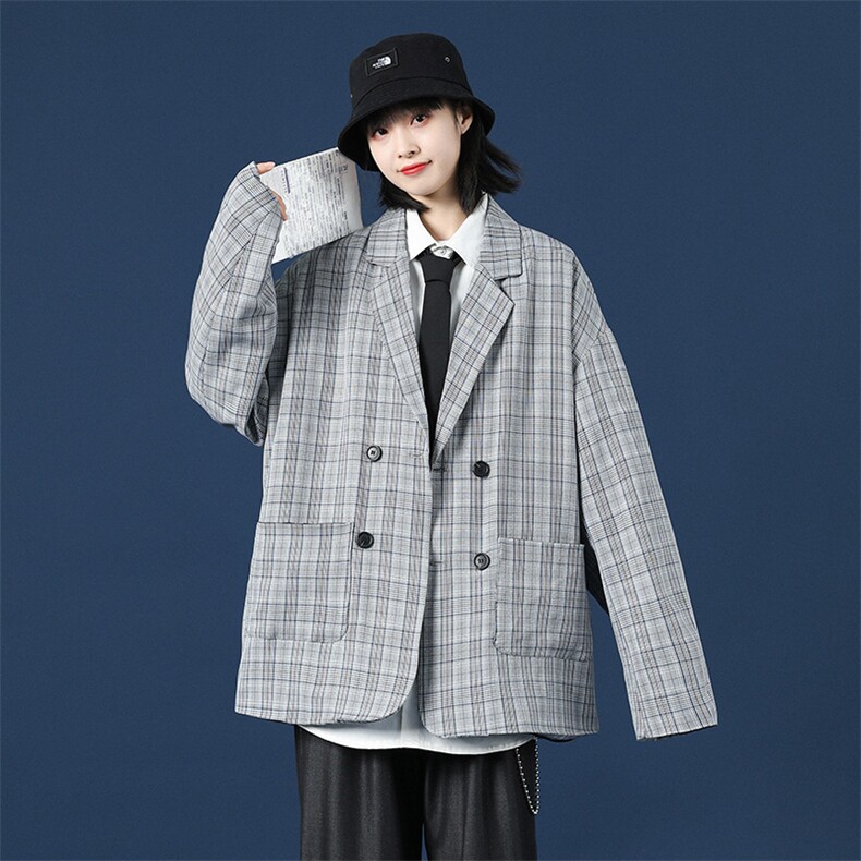21春季港风格子西装男中性风西装女高品质现货DS-C407-XZ702-P75,女装西装,电商C323-1