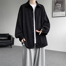 8XL-M鱼骨纹小香风衬衫男生春秋衬衣宽松慵懒垂感外套CS29009P45，男装衬衫，电商B312