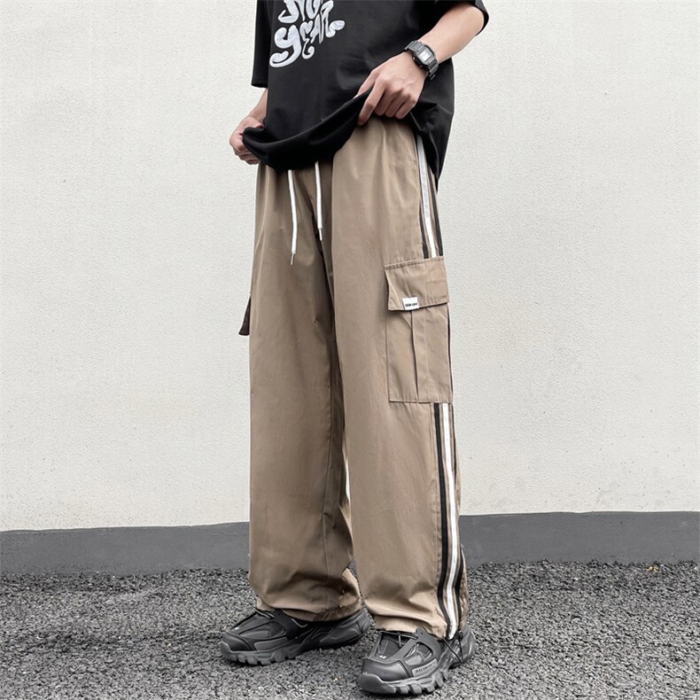 休闲裤男韩版潮条纹拼色高街帅2024夏新款ins宽松束脚裤K3811-P41,男装休闲裤,星座412-3