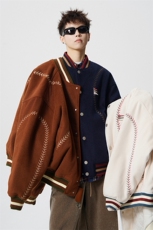 1美式旗帜字母刺绣大码S-2XL夹棉聚酯纤维棒球棉衣78156P148，男装棉衣，星座226-2