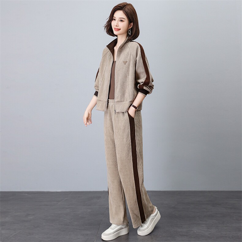 时尚休闲套装女春秋季2024新款秋装妈妈高端洋气阔腿裤两件套,女装套装/套裙,忆绮罗