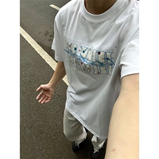 万针全刺绣工艺抖音得物高品质260克重磅纯棉双纱美式高街短袖T恤，男装T恤，电商A486-1
