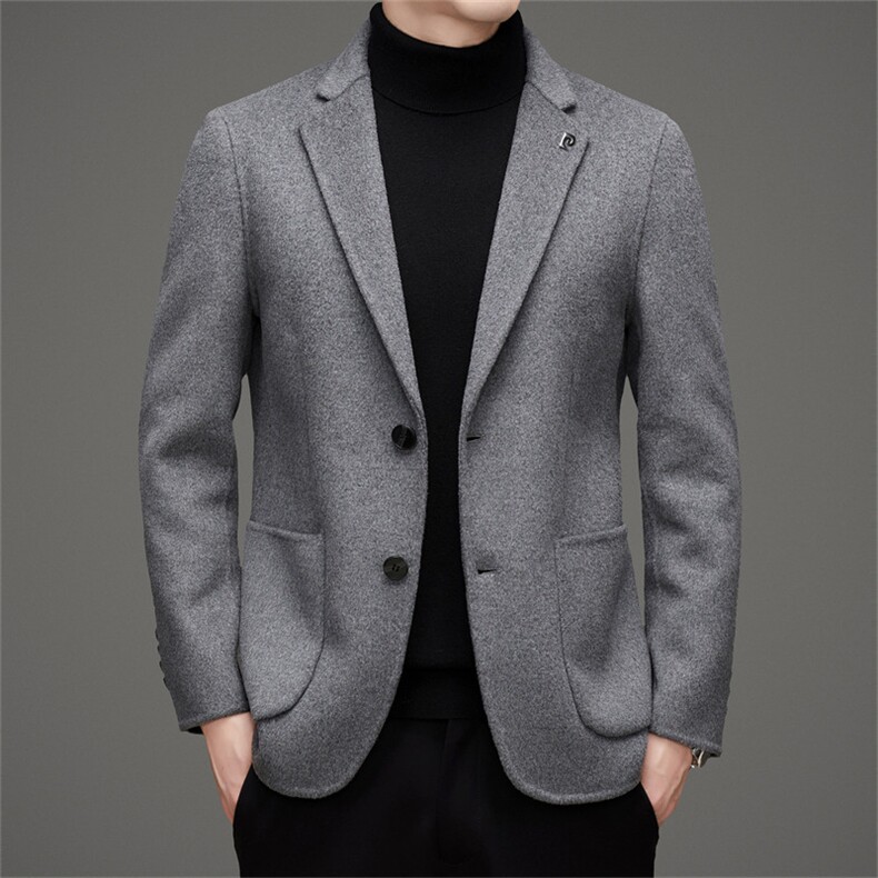 【皮尔卡丹专版】主推大货高端男装手工绵羊毛双面呢西服外套，男装西服，钱塘723