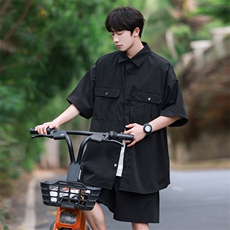 夏季套装男高品潮牌五分袖衬衫短裤大码两件套DSA157B-C70-P85，男装牛仔裤，电商A157B