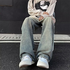 水洗时尚百搭牛仔裤男破洞春秋季宽松直筒休闲长裤子NH103，男装牛仔裤，星座1116A-1（原606A）