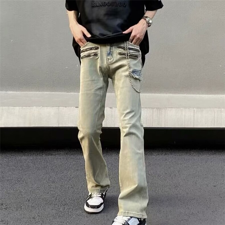 美式破洞牛仔裤高街潮牌男款2024新款夏季宽松设计感男生裤子图片