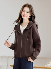 长期有货运动开衫卫衣女2026秋季新款时尚连帽上衣休闲拉链短外套，女装短外套，璐依舞