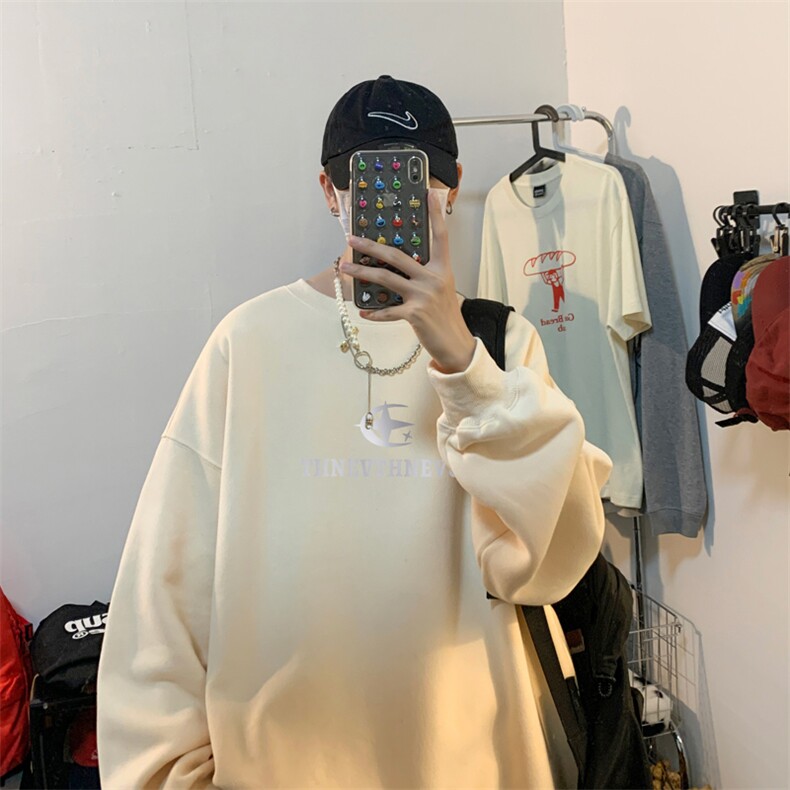 ！圆领卫衣男装港风长袖T恤男外套男WY164-P28,男装卫衣,电商B367