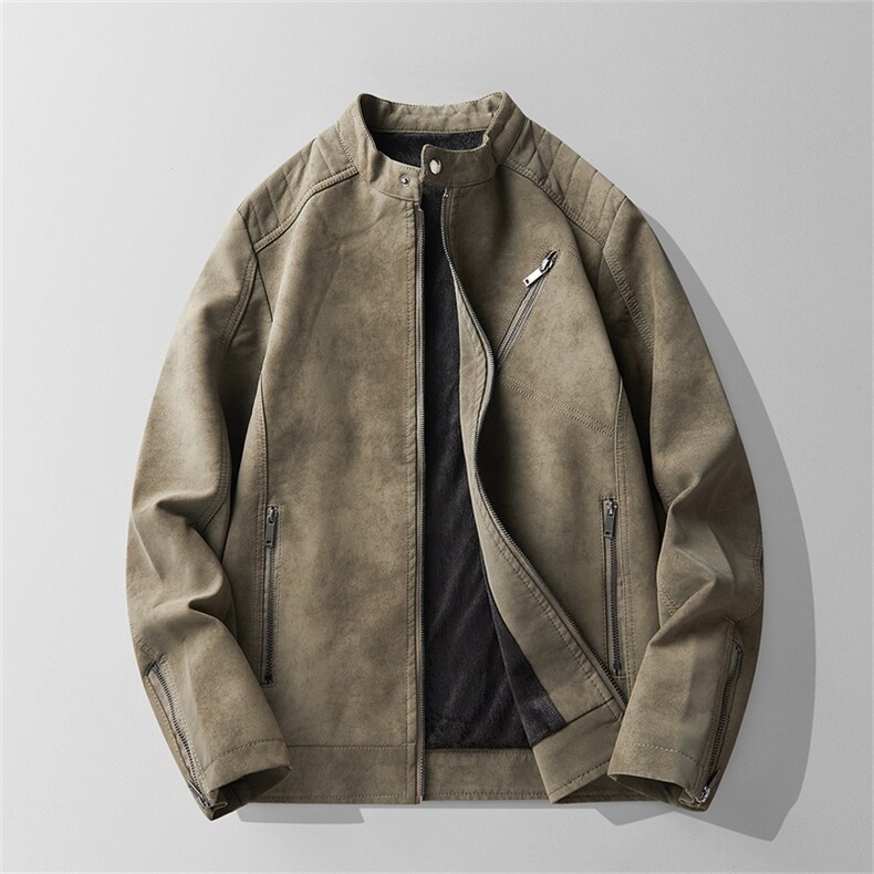 JK896-P100男士加绒皮衣韩版修身帅气机车服立领pu皮夹克外套潮,男装夹克,电商D310B-1