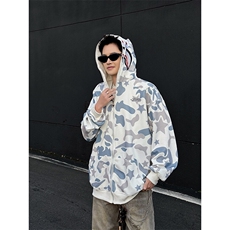 美式复古连帽迷彩卫衣拉链开衫潮春秋男女鲨鱼外套JK0641-P50，男装夹克，星座308B-1