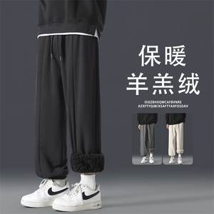 羊羔绒裤子青少年冬季加绒加厚潮牌休闲运动裤JRK77-1特批-40图片