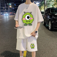 ！定制华夫格面料！2024夏季男女中性短袖情侣套装HTZ66P50，男装T恤，电商B220