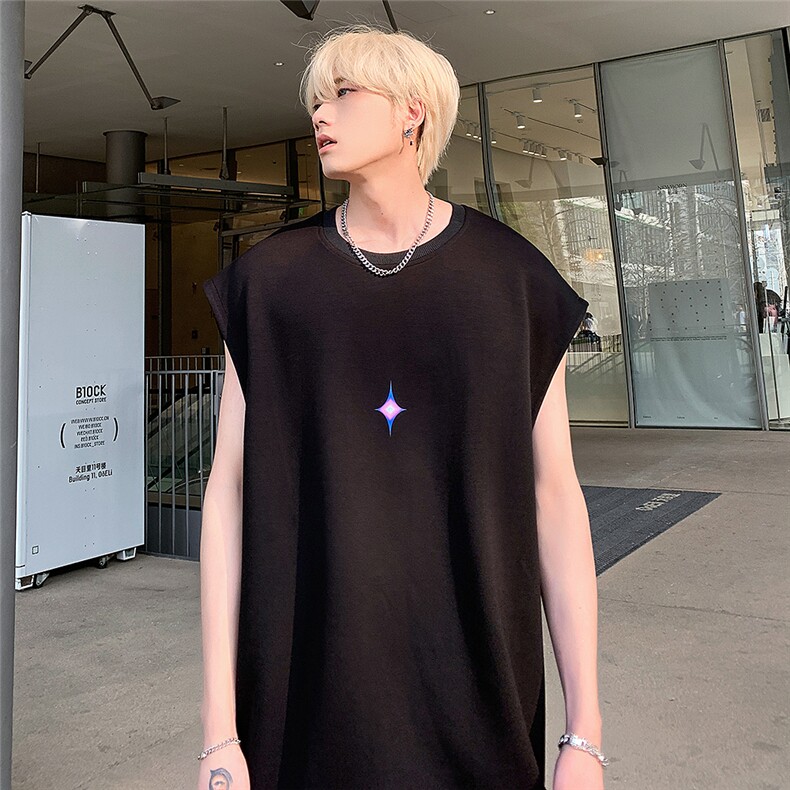2023夏季新款潮流无袖短袖小星星宽松休闲背心jk23269-p25-控38,男装T恤,星座605(原A050)