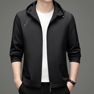 秋季新款纯色简约休闲外套可脱卸帽夹克上衣男士潮流HB3020-P155,男装夹克,电商B212（原钱塘6029）
