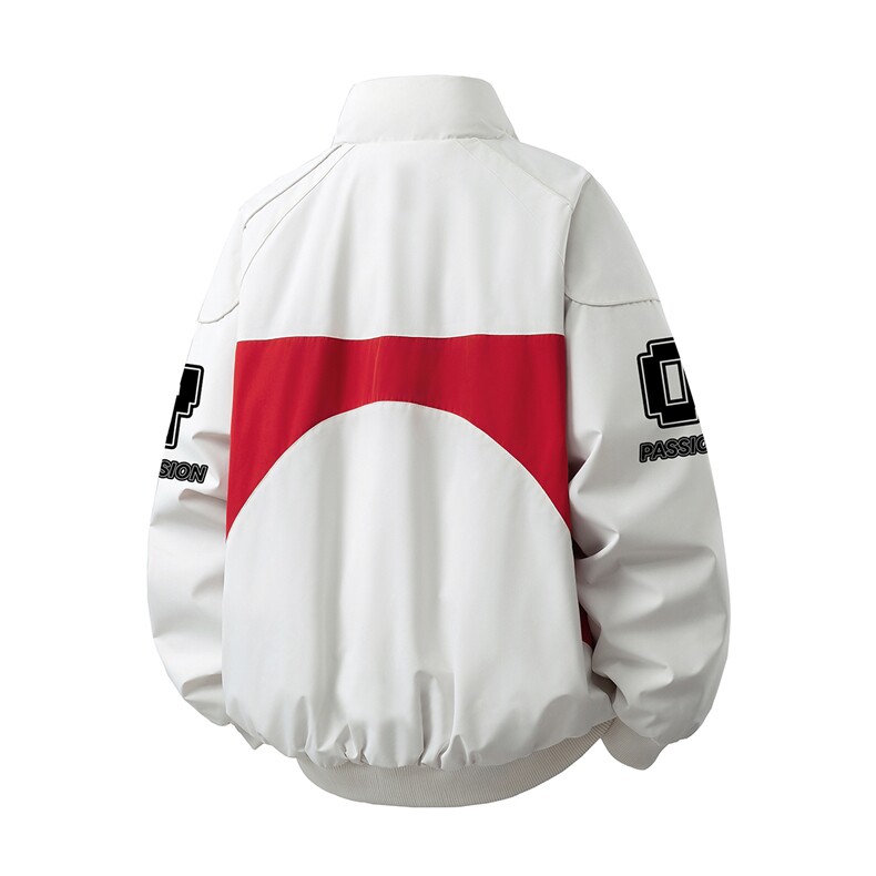 印花机车户外赛车M-5XL大码：涤纶棉衣男白底78179P128控178，男装棉衣，星座227-7