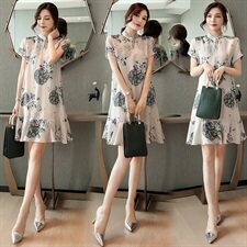 现货个性时尚潮流舒适拼色连衣裙简约短袖夏季新款，女装连衣裙，然然