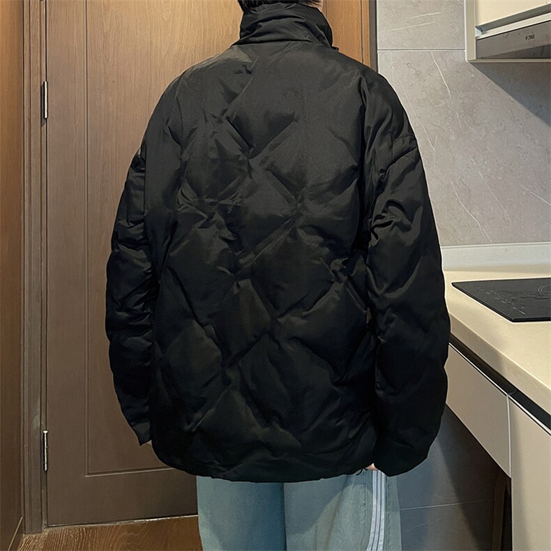 冬季美式菱形格棉服新款宽松保暖立领毛衣外套,男装棉衣,星座410-6（原星座1304-1）