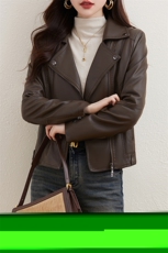 主推加绒加厚皮衣外套女2023年冬季新款小个子季机车短款上衣夹克，女装皮衣，潮流依族
