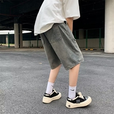 美式vibe裤子短裤牛仔裤男设计感小众拉链裤N1053P35，男装牛仔裤，星座1116-2