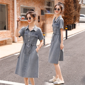 时尚显瘦牛仔连衣裙女夏季新款韩版宽松短袖学生裙子图片