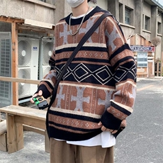 2023秋冬潮牌毛衣男宽松bf慵懒风上衣炸街针织打底衫M954-P45，男装针织衫/毛衣，星座512-2