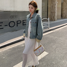 白色吊带连衣裙套装女2025春夏新款设计感国风刺绣牛仔外套两件套，女装套装/套裙，浙宝305