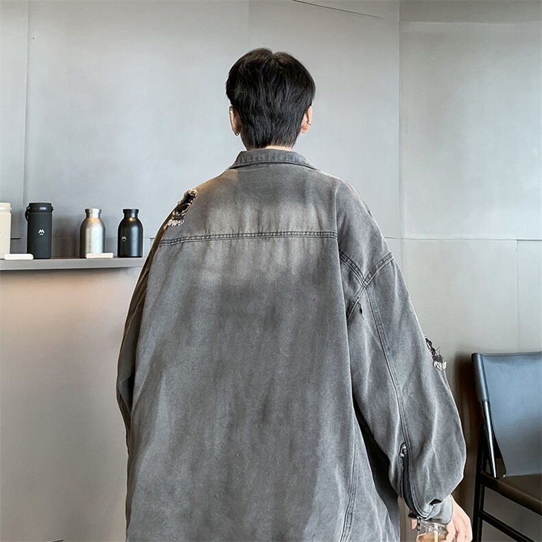 F375P73男生秋装新中式潮牛仔外套男复古宽松水洗做,男装工装外套,星座512-6