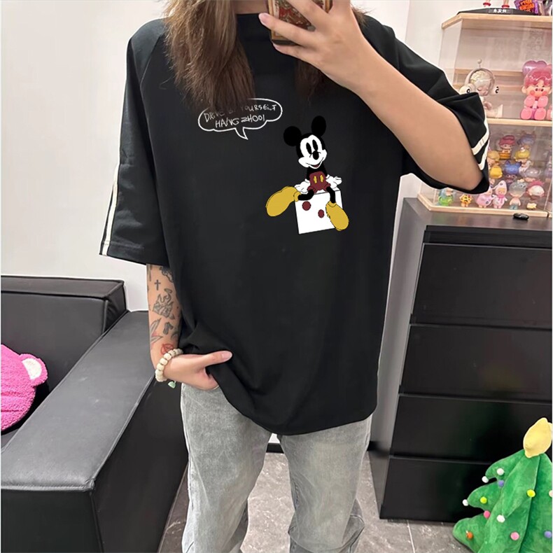 抖音得物高品质二开240克宽松纯棉美式潮牌三条杠织带短袖T恤图片