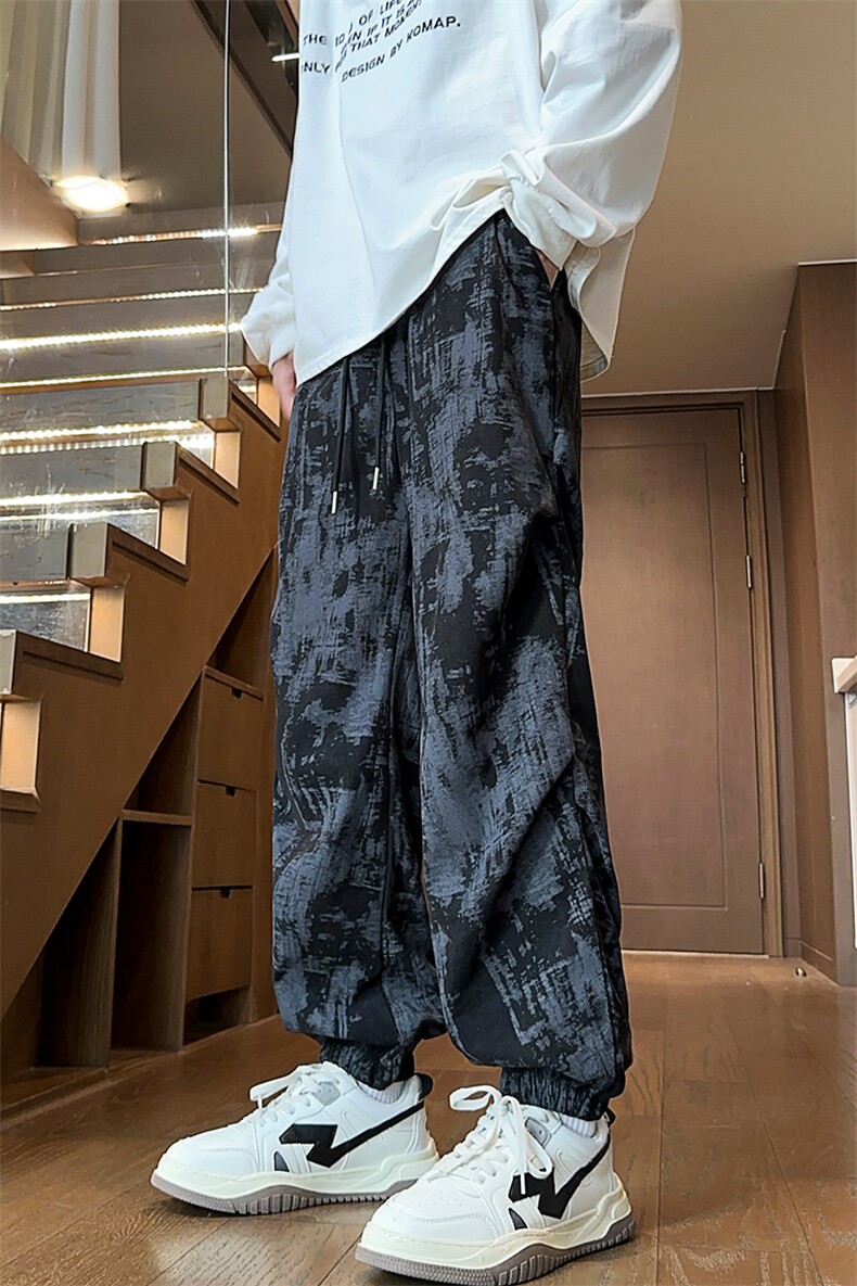 小众扎染迷彩裤子男秋季美式vibe青少年运动卫裤高级感痞帅束脚裤,男装休闲裤,电商B371