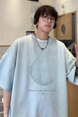 ！2025夏季新款男士烧花麂皮绒短袖T恤半袖TL2408特P25控48，男装T恤，电商B220