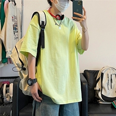 美式纯色休闲风短袖T恤男女宽松简约款重磅圆领上衣T3495-特价P20，男装T恤，电商A007